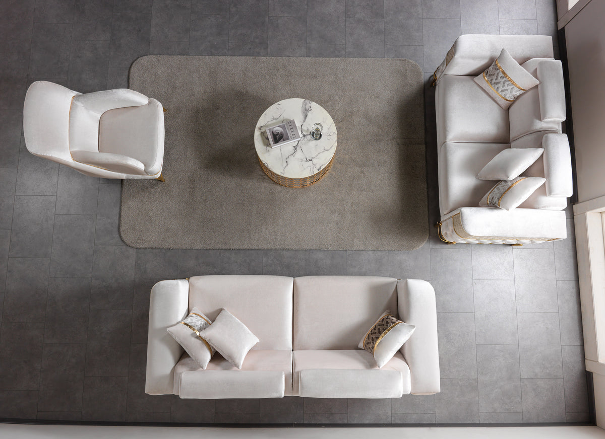 Fabiana Ivory Velvet Loveseat view 5