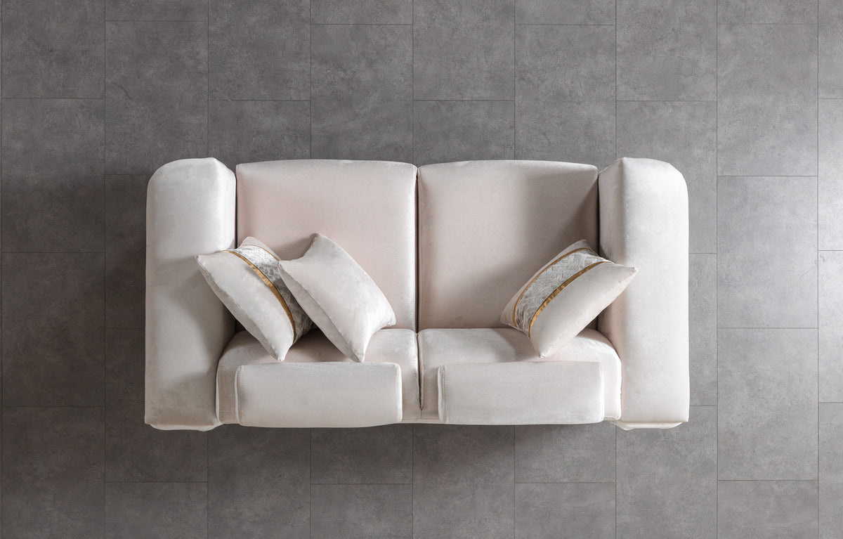Fabiana Ivory Velvet Loveseat view 11