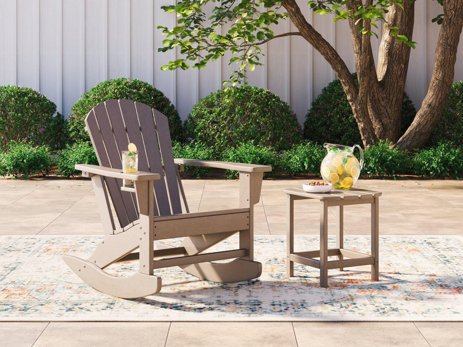 Sundown Driftwood Treasure Outdoor Chair With End Table