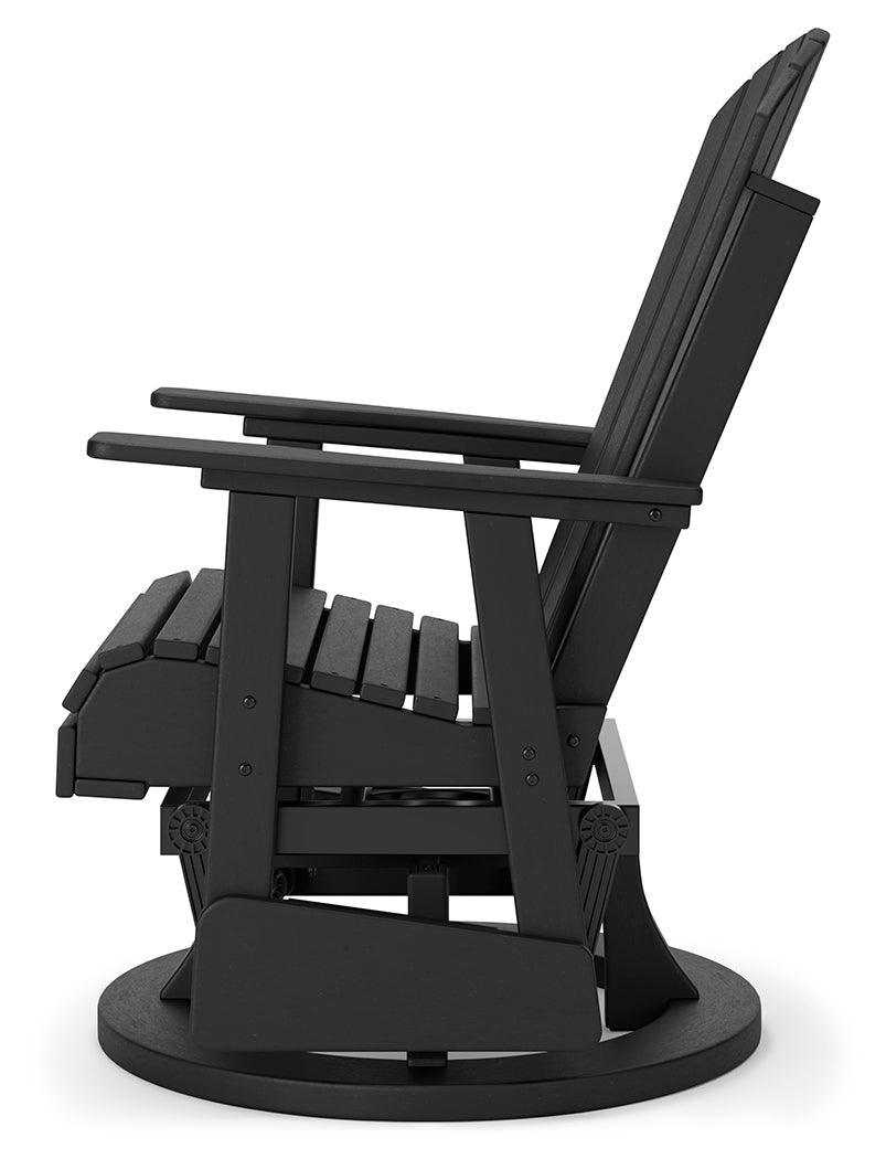 Hyland Wave Black Outdoor Swivel Glider Chair - Ella Furniture