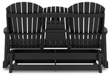 Hyland Wave Black Outdoor Glider Loveseat - Ella Furniture