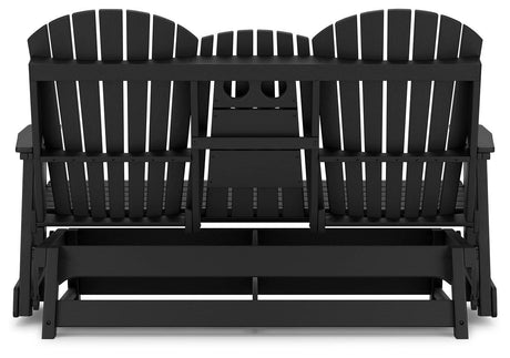 Hyland Wave Black Outdoor Glider Loveseat - Ella Furniture
