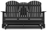 Hyland Wave Black Outdoor Glider Loveseat - Ella Furniture