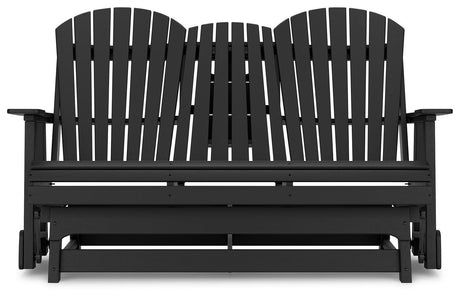 Hyland Wave Black Outdoor Glider Loveseat - Ella Furniture