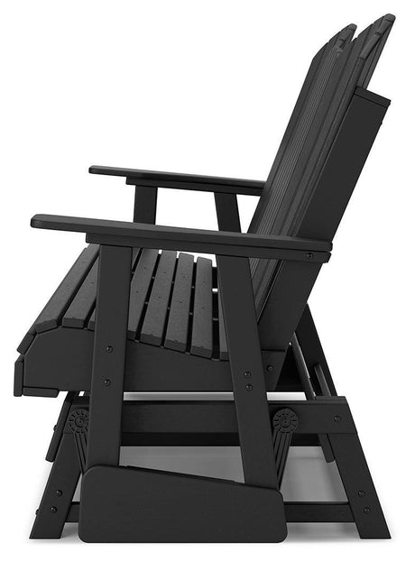 Hyland Wave Black Outdoor Glider Loveseat - Ella Furniture
