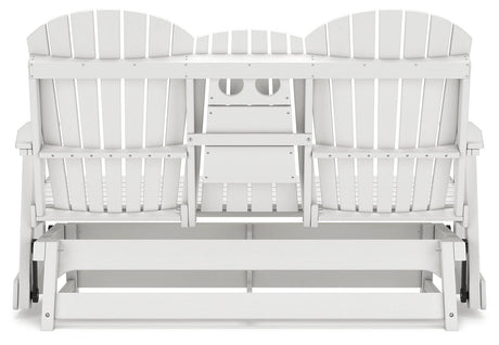 Hyland Wave White Outdoor Glider Loveseat - Ella Furniture