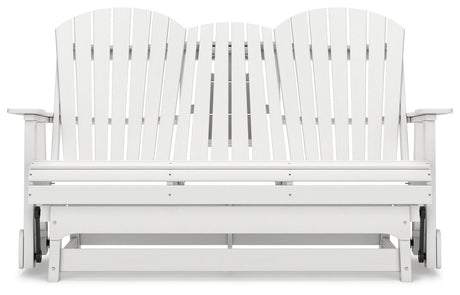 Hyland Wave White Outdoor Glider Loveseat - Ella Furniture