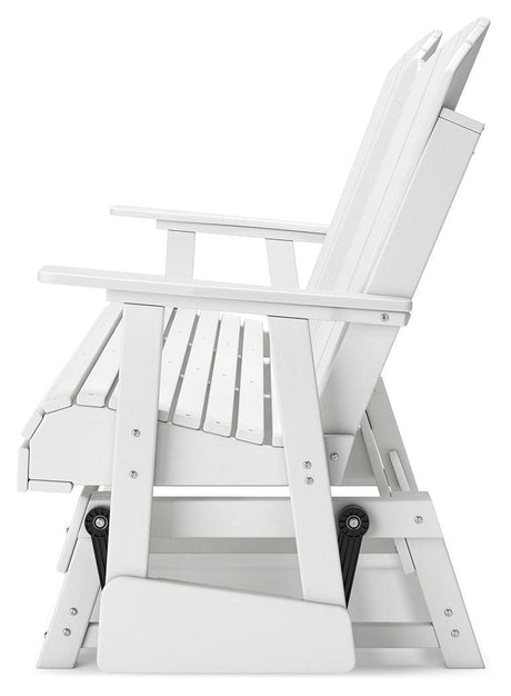 Hyland Wave White Outdoor Glider Loveseat - Ella Furniture