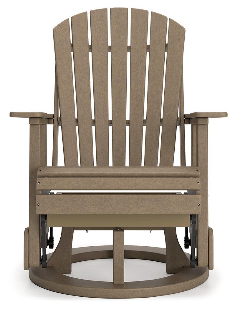 Hyland Wave Driftwood Outdoor Swivel Glider Chair - Ella Furniture