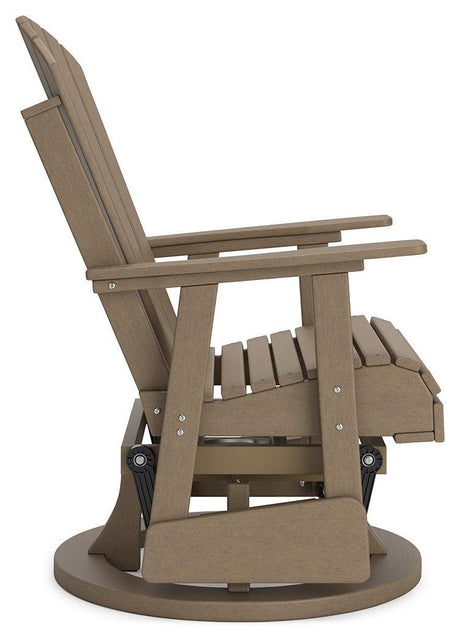 Hyland Wave Driftwood Outdoor Swivel Glider Chair - Ella Furniture