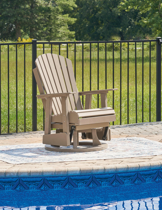 Hyland Wave Driftwood Outdoor Swivel Glider Chair - Ella Furniture