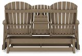 Hyland Wave Driftwood Outdoor Glider Loveseat - Ella Furniture