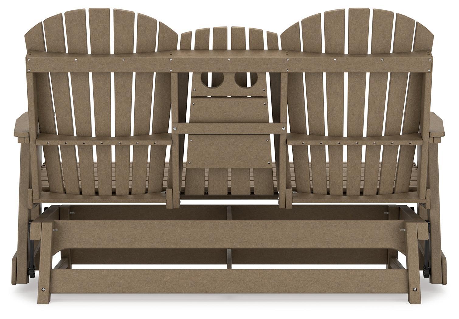 Hyland Wave Driftwood Outdoor Glider Loveseat - Ella Furniture