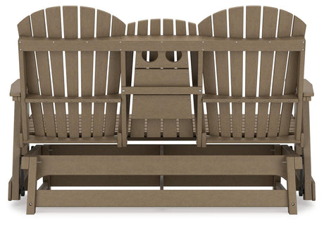 Hyland Wave Driftwood Outdoor Glider Loveseat - Ella Furniture