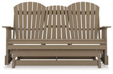 Hyland Wave Driftwood Outdoor Glider Loveseat - Ella Furniture