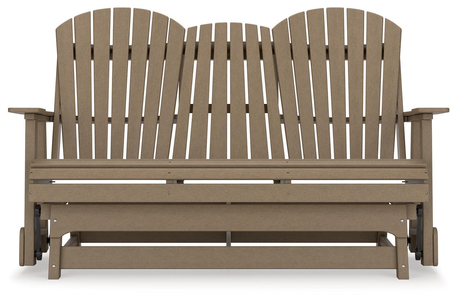 Hyland Wave Driftwood Outdoor Glider Loveseat - Ella Furniture