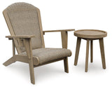 Marina Beige Sun Outdoor Adirondack Chair and End Table