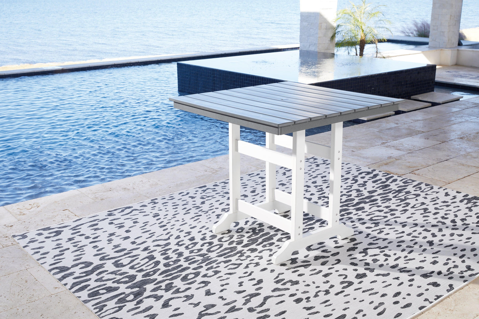 Transville Gray/white Outdoor Counter Height Dining Table