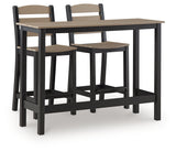 Shoreline Beach Black/Beige Outdoor Counter Table and 2 Barstools