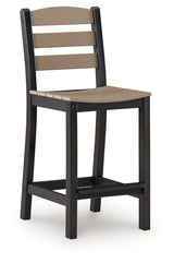 Shoreline Beach Black/Beige Outdoor Counter Table and 2 Barstools