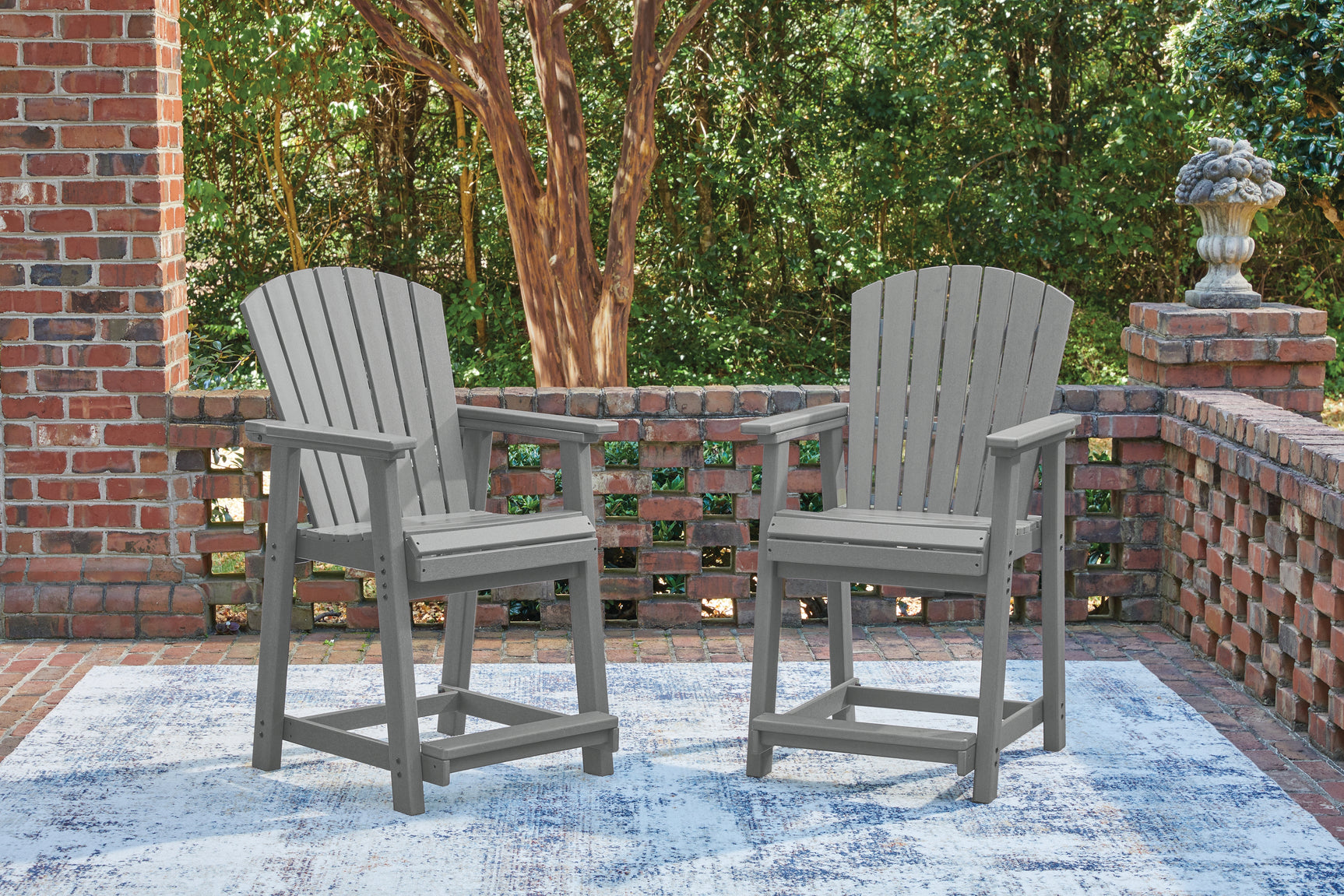 Sanctuary Dark Gray Beach Outdoor Counter Height Dining Table and 4 Barstools