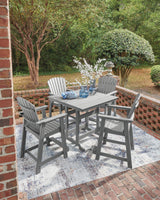 Sanctuary Dark Gray Beach Outdoor Counter Height Dining Table and 4 Barstools