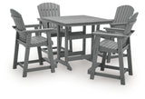 Sanctuary Dark Gray Beach Outdoor Counter Height Dining Table and 4 Barstools