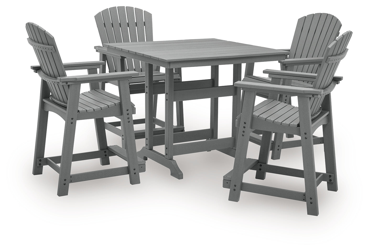 Sanctuary Dark Gray Beach Outdoor Counter Height Dining Table and 4 Barstools