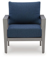 Gali Gray/Blue Outdoor Sofa/Chairs/Table Set (Set of 4)