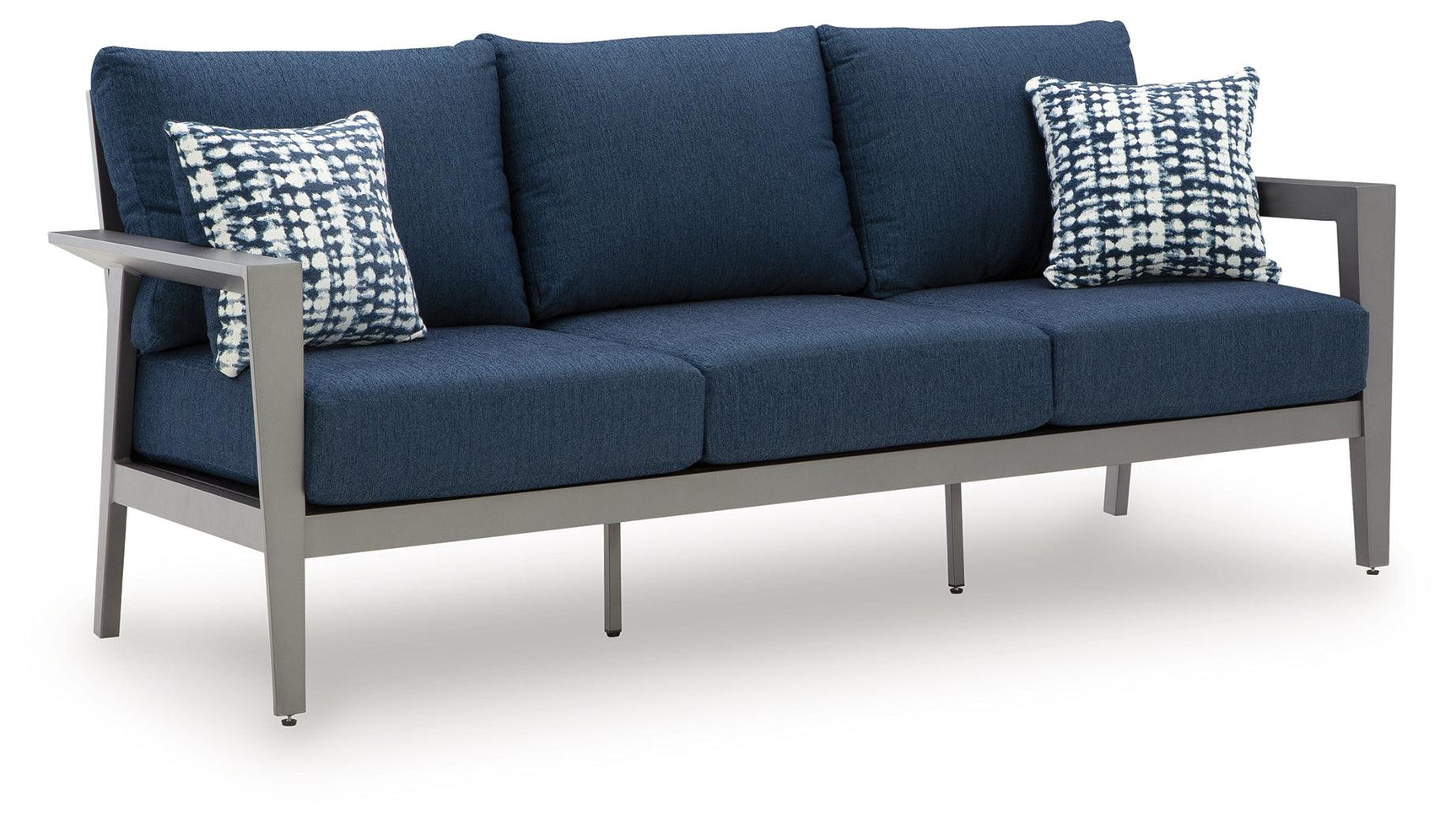 Gali Gray/Blue Outdoor Sofa/Chairs/Table Set (Set of 4)