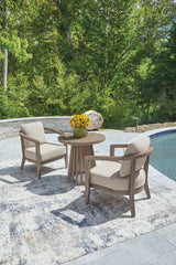 Joy Lagoon Beige Outdoor Chairs with Cushions/Table (Set of 3)