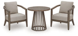 Joy Lagoon Beige Outdoor Chairs with Cushions/Table (Set of 3)