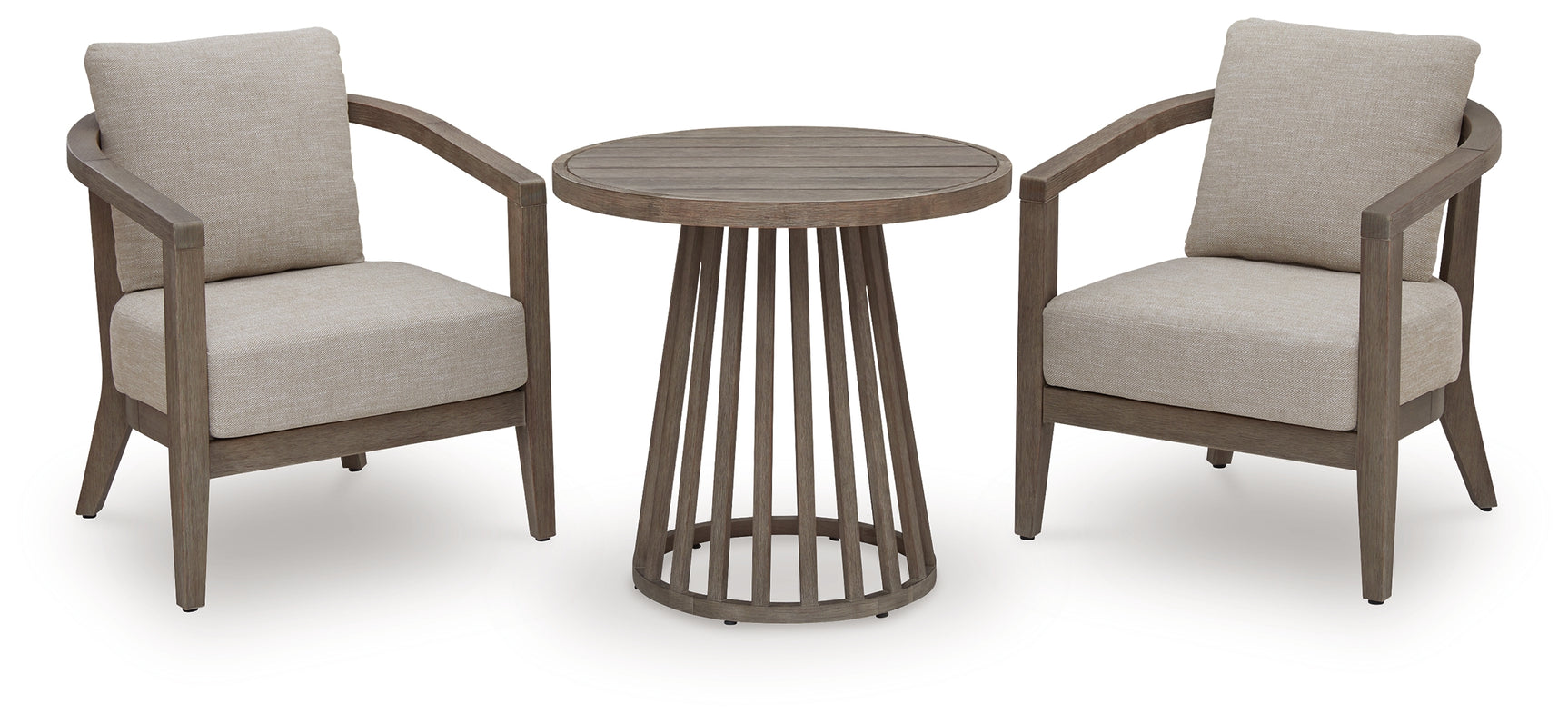 Joy Lagoon Beige Outdoor Chairs with Cushions/Table (Set of 3)