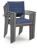 Rocky Creek Blue/Gray Outdoor Sling Arm Chair (Set of 4)