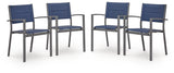 Rocky Creek Blue/Gray Outdoor Sling Arm Chair (Set of 4)
