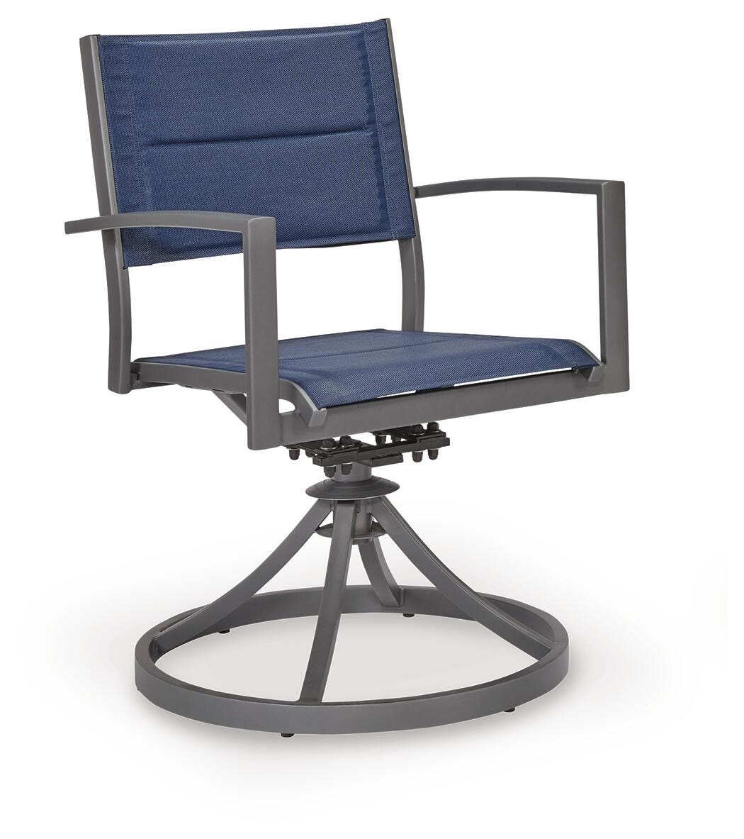 Rocky Creek Blue/Gray Outdoor Sling Swivel Chair (Set of 2)