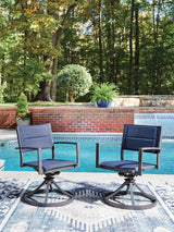 Rocky Creek Blue/Gray Outdoor Sling Swivel Chair (Set of 2)