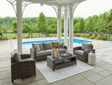 Oasis Court Gray Outdoor Sofa Chairs Table Set (Set of 4)