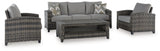 Oasis Court Gray Outdoor Sofa Chairs Table Set (Set of 4)