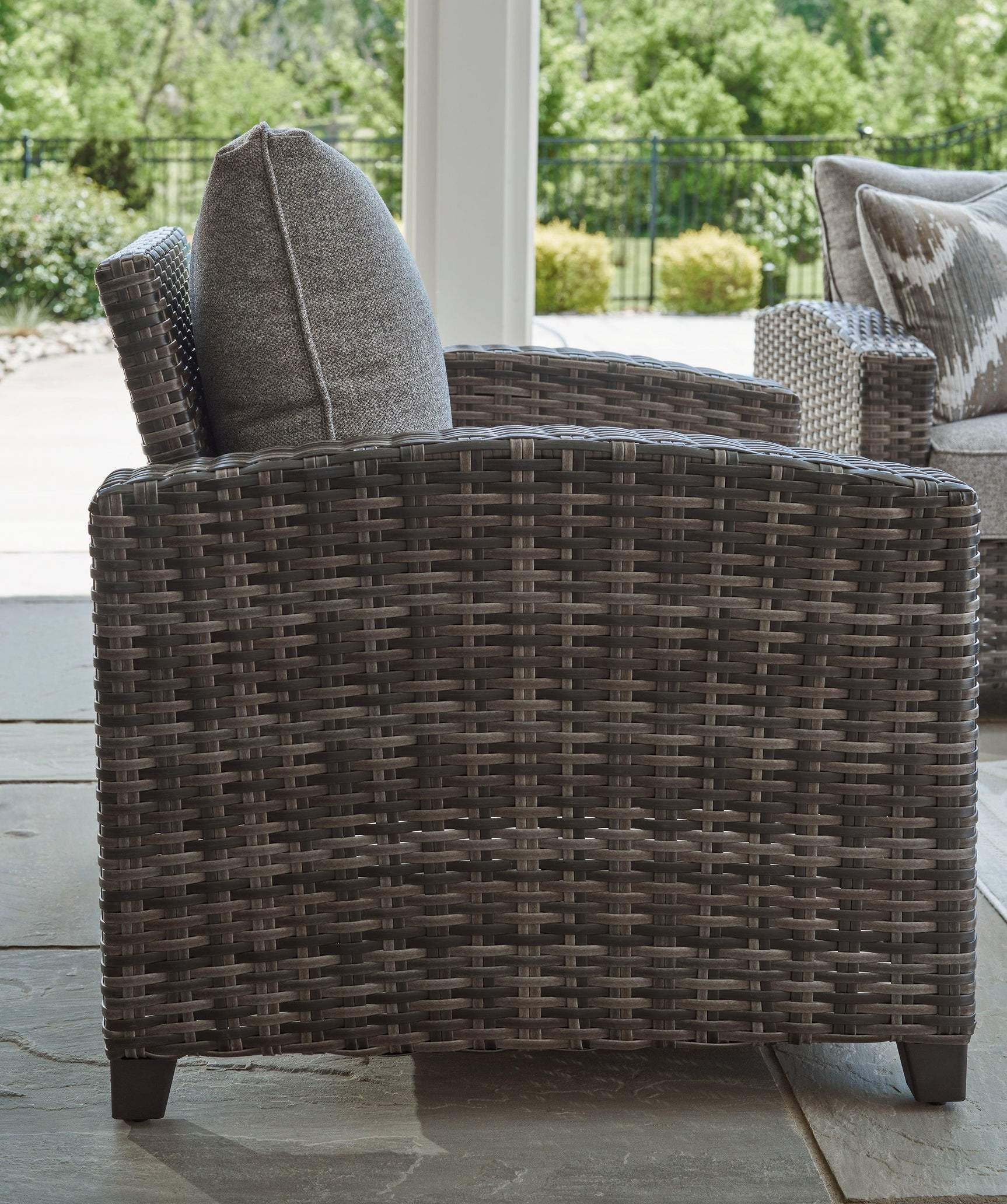 Oasis Court Gray Outdoor Sofa Chairs Table Set (Set of 4)
