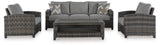 Oasis Court Gray Outdoor Sofa Chairs Table Set (Set of 4)