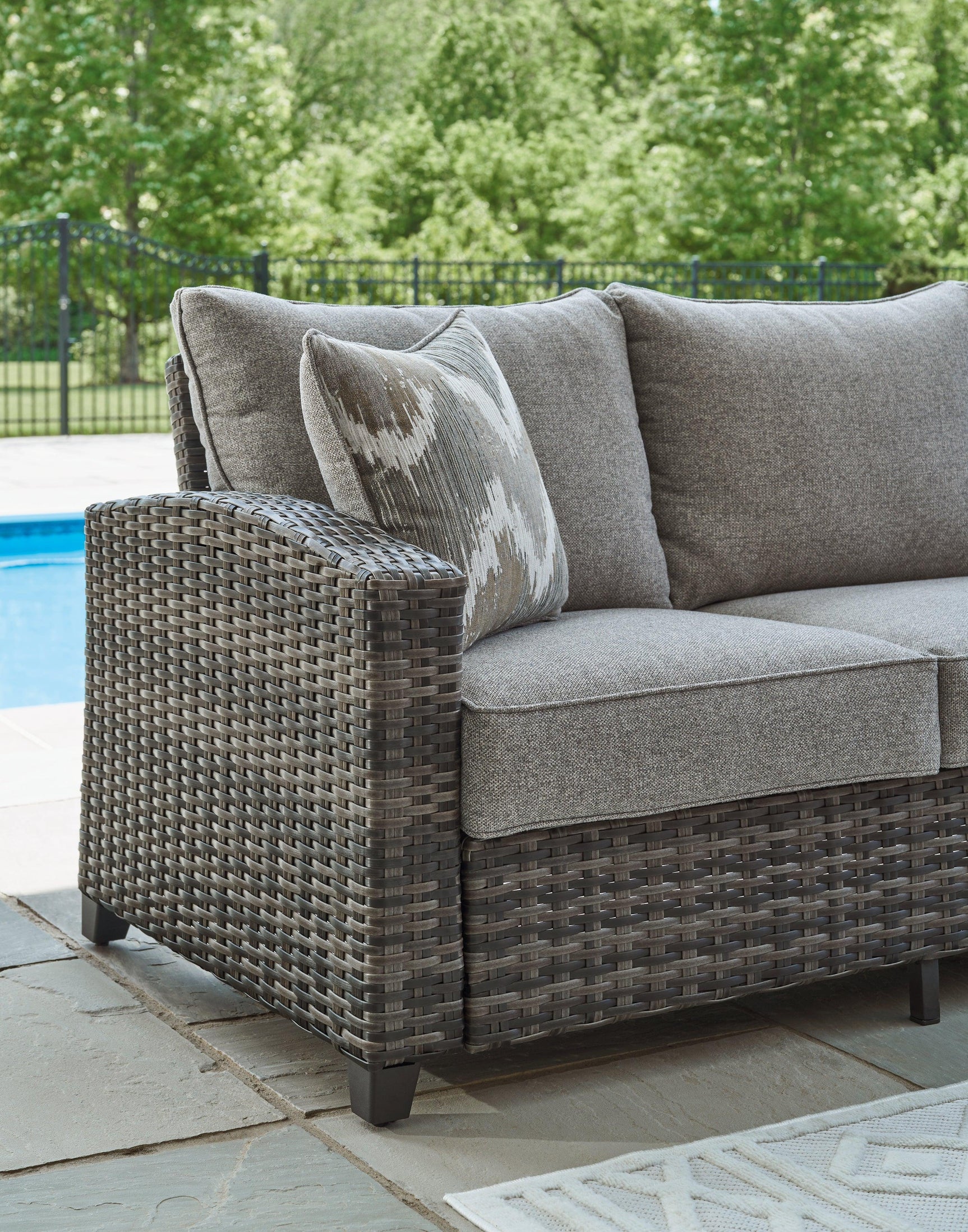 Oasis Court Gray Outdoor Sofa Chairs Table Set (Set of 4)
