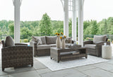 Oasis Court Gray Outdoor Sofa Chairs Table Set (Set of 4)
