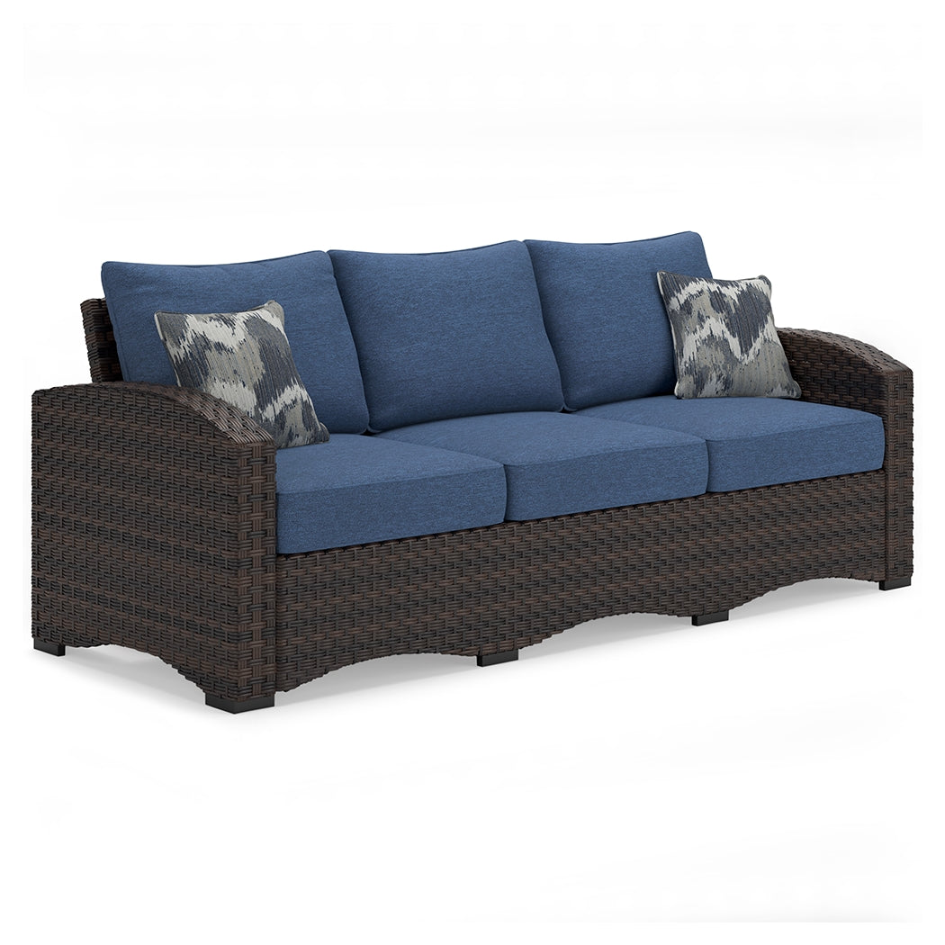 Windglow Blue/brown Outdoor Sofa With Cushion