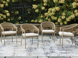 Orchard Beach Beige Outdoor Arm Chair with Cushion (Set of 4)