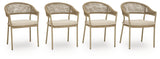 Orchard Beach Beige Outdoor Arm Chair with Cushion (Set of 4)