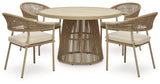 Orchard Beige Beach Outdoor Dining Table and 4 Chairs