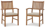 Janiyah Light Brown Outdoor Dining Arm Chair (Set Of 2) - Ella Furniture