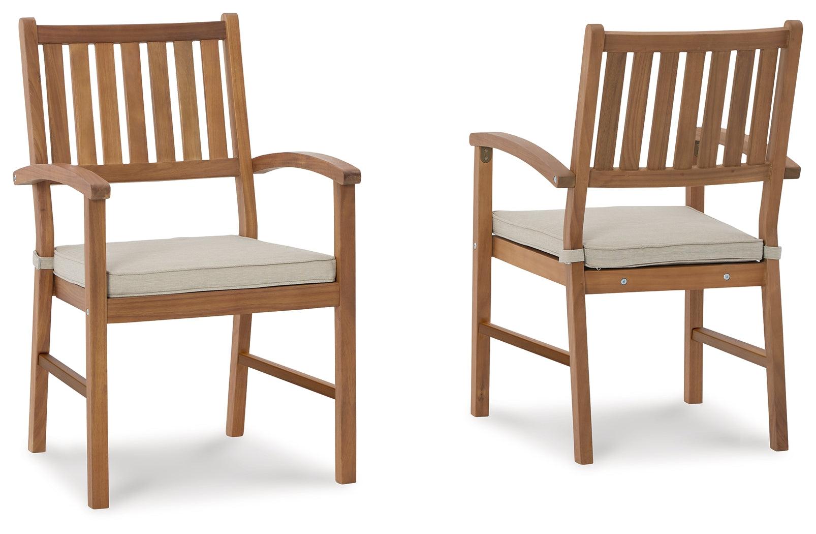 Janiyah Light Brown Outdoor Dining Arm Chair (Set Of 2) - Ella Furniture