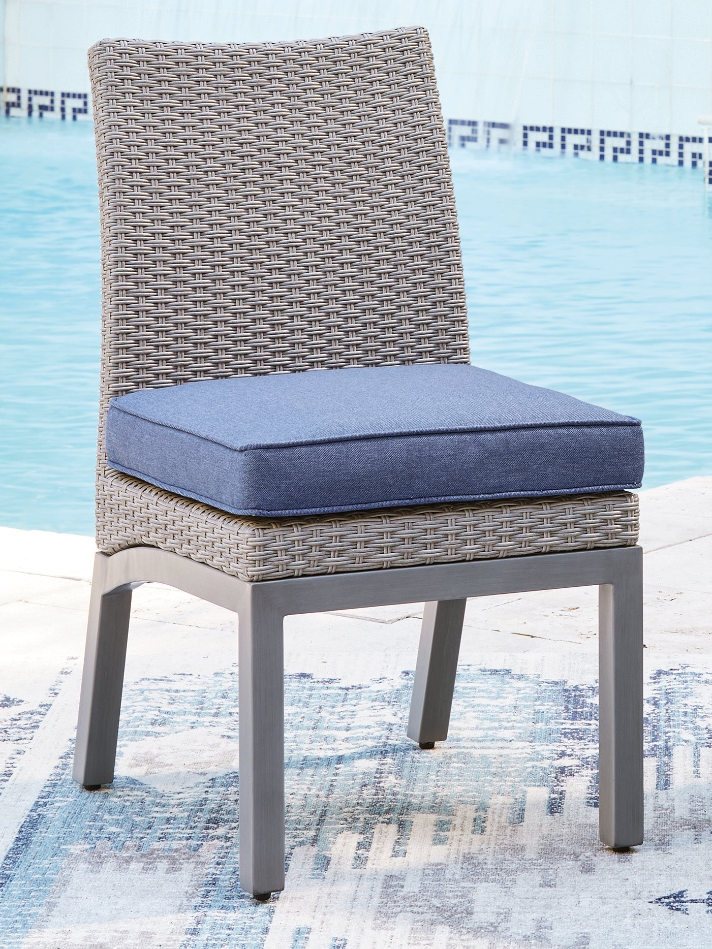Half Moon Beach Blue/Gray Outdoor Side Chair with Cushion (Set of 2)